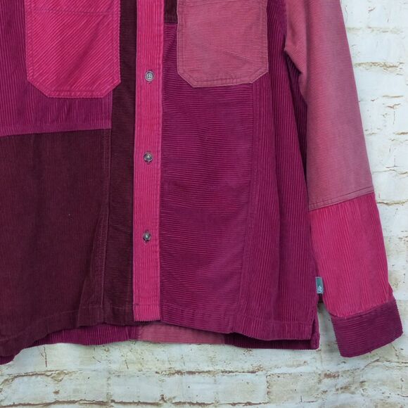 Urban Outfitters Corduroy Shacket Mens M Red Color Block Button Shirt Gorpcore - Picture 7 of 13